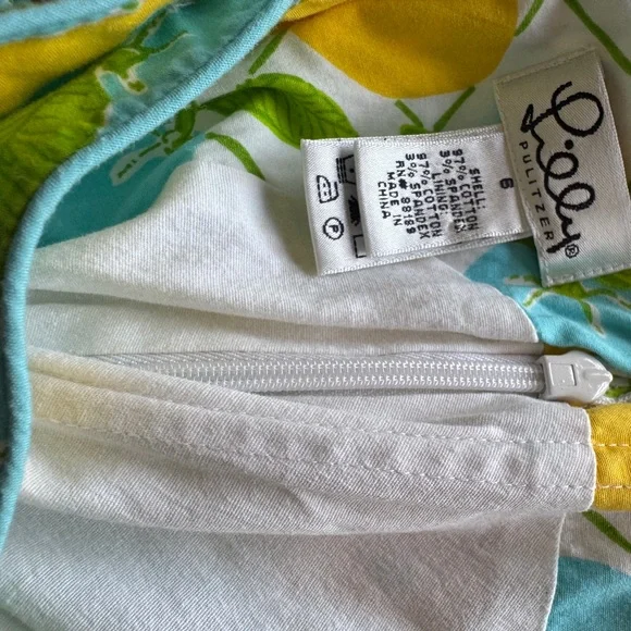 Vintage Lilly Strapless Lemon & Blueberries Print Cotton Dress - Picture 6 of 6